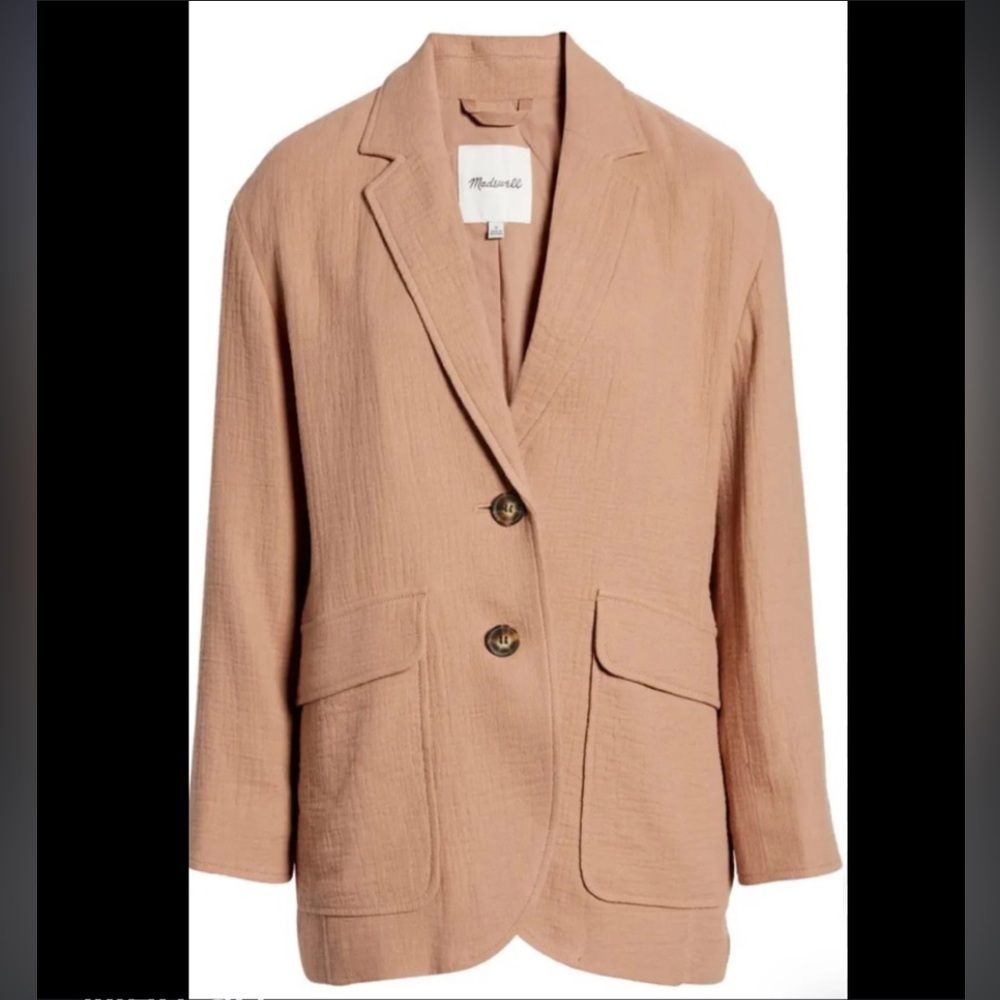 Madewell Cotton-Linen Relaxed Larsen Blazer - medium - antique cream